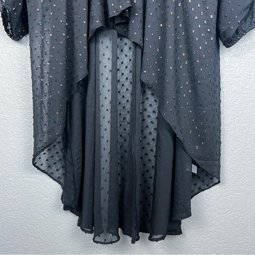 Torrid NWT Chiffon Rainbow Clip Dot Top Black 3X Whimsigoth Semi-Sheer Shirt - Picture 7 of 12